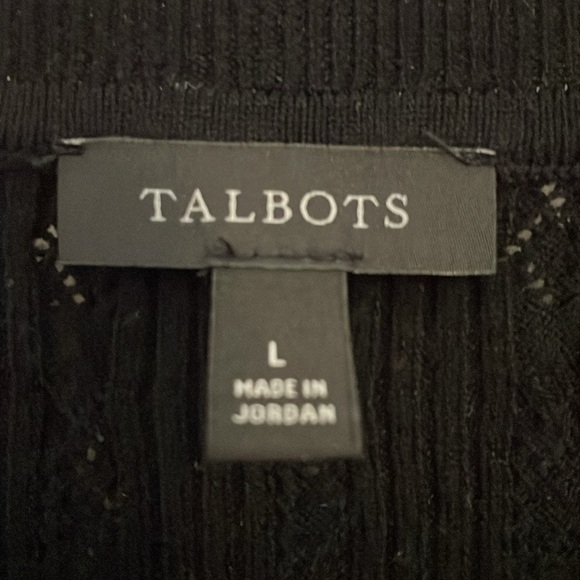 Talbots Woven Sheer Sleeve Black Crewneck Pullover Sweater Size Large - Picture 7 of 12